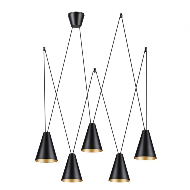 Люстра Brooklyn Lights c Матовыми Плафонами Черный Черный матовый Золотой Люстра Brooklyn Lights c Матовыми Плафонами Черный Черный матовый Золотой в Орле | Loft Concept