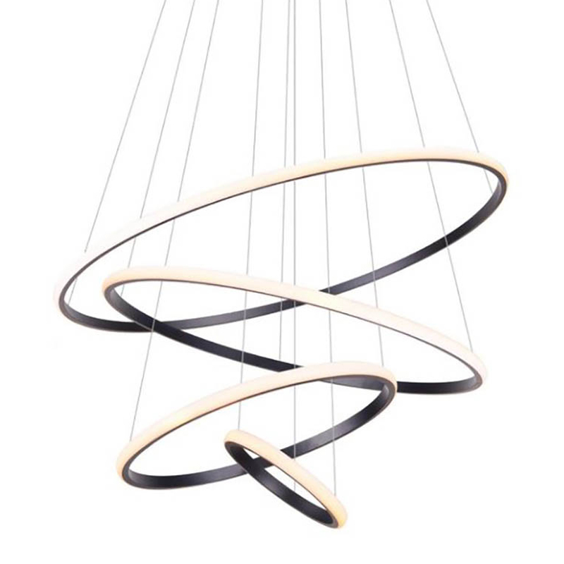 Люстра Ring Horizontal Trio black 80+60+40+20 Черный Белый Люстра Ring Horizontal Trio black 80+60+40+20 Черный Белый в Орле | Loft Concept