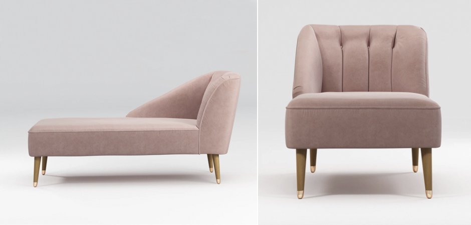 Кушетка Chaise Longue, Pink Cotton Velvet Кушетка Chaise Longue, Pink Cotton Velvet - Loft-Concept в Орле