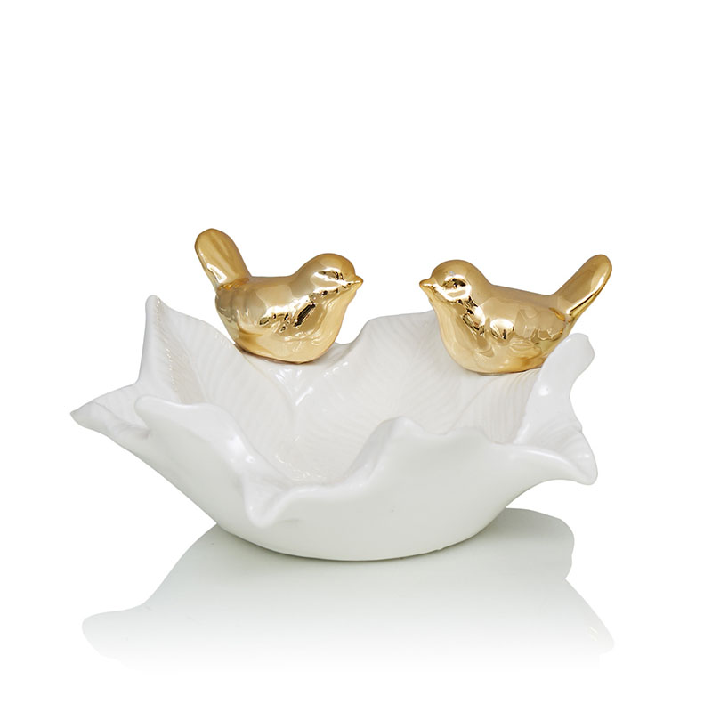 Блюдо Decorative Dish Birds Белый Глянцевое золото Блюдо Decorative Dish Birds Белый Глянцевое золото в Орле | Loft Concept