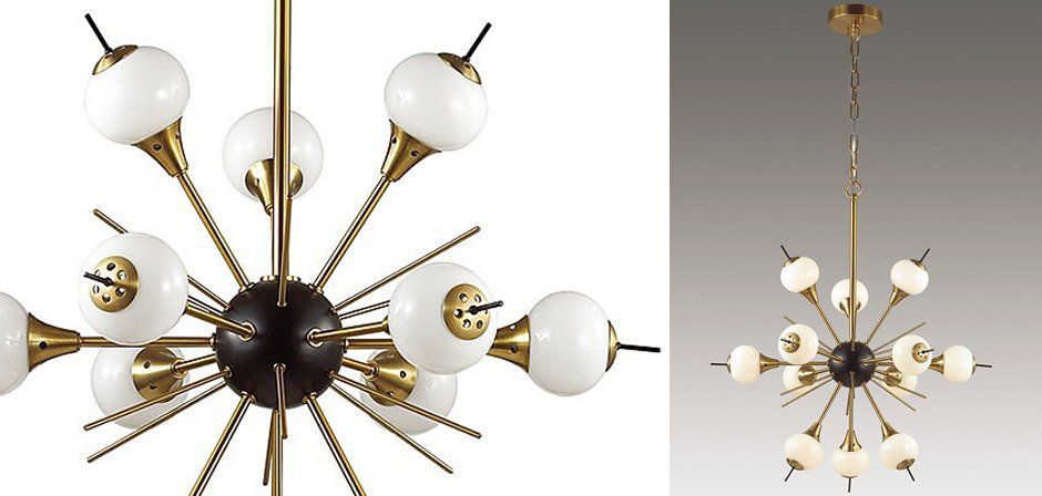 White Glass Globes Sputnik Chandelier White Glass Globes Sputnik Chandelier - Loft-Concept в Орле