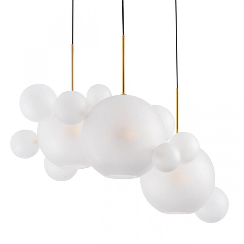 Светодиодный светильник Giopato & Coombes Bollr Bubble Chandelier Circle матовое белое стекло 3 плафона Белый Золотой Светодиодный светильник Giopato & Coombes Bollr Bubble Chandelier Circle матовое белое стекло 3 плафона Белый Золотой в Орле | Loft Concept