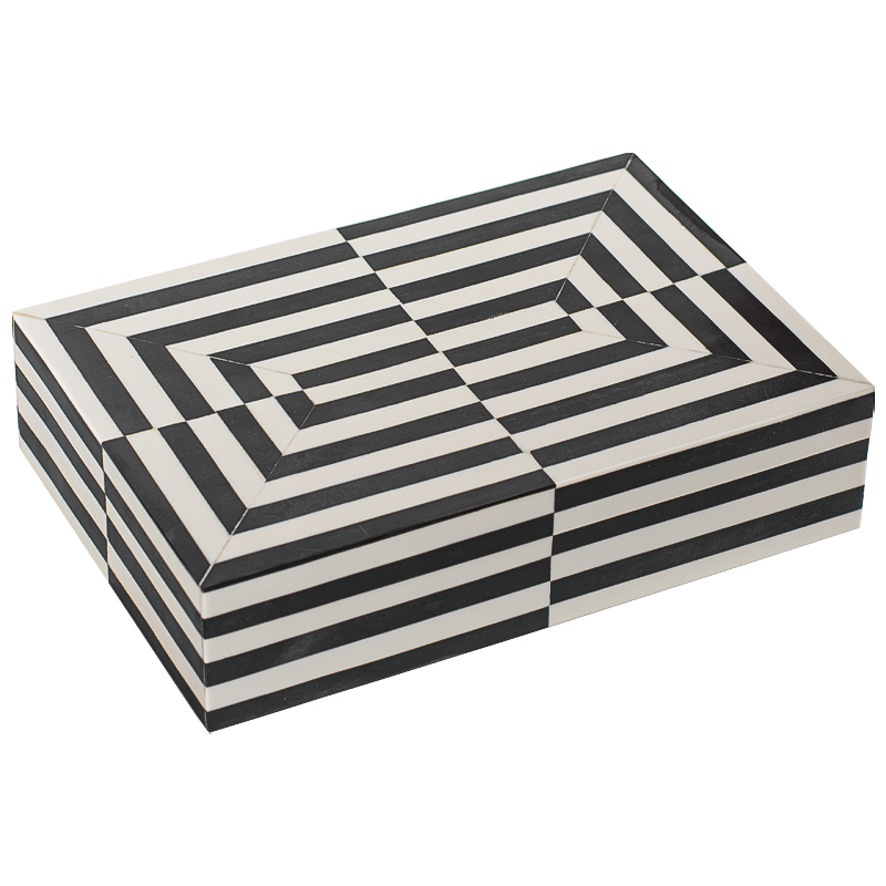 Шкатулка Black White Stripes Bone Inlay Черно-белый Шкатулка Black White Stripes Bone Inlay Черно-белый в Орле | Loft Concept