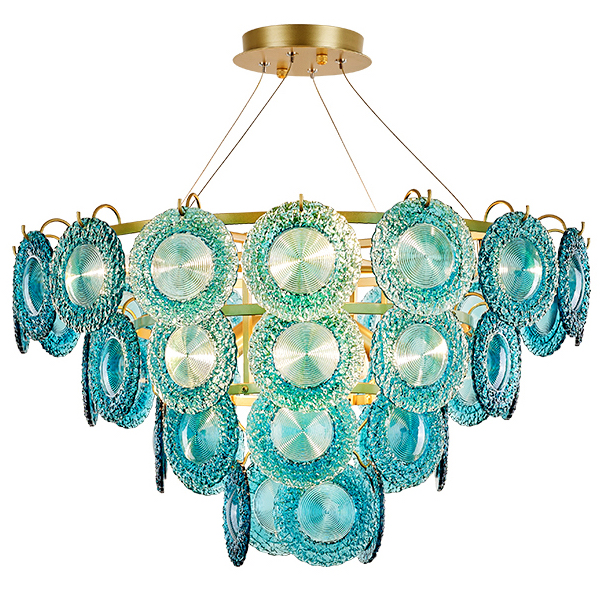 Люстра Blue Glass disk Chandelier Золотой Голубой в Орле | Loft Concept 
