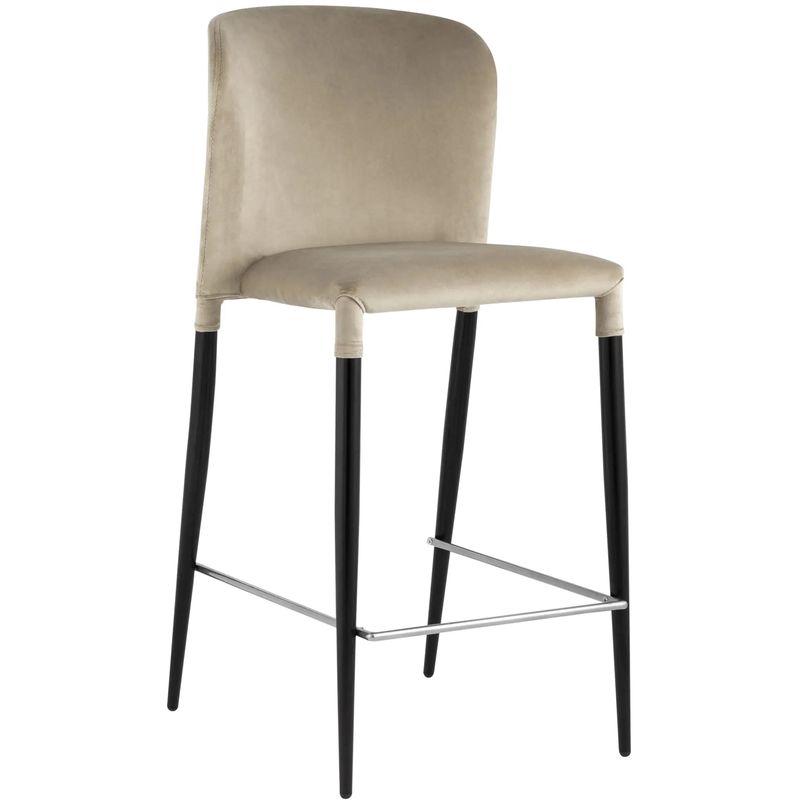 Барный Стул Lori Chair Бежевый Велюр Бежевый Черный Барный Стул Lori Chair Бежевый Велюр Бежевый Черный в Орле | Loft Concept