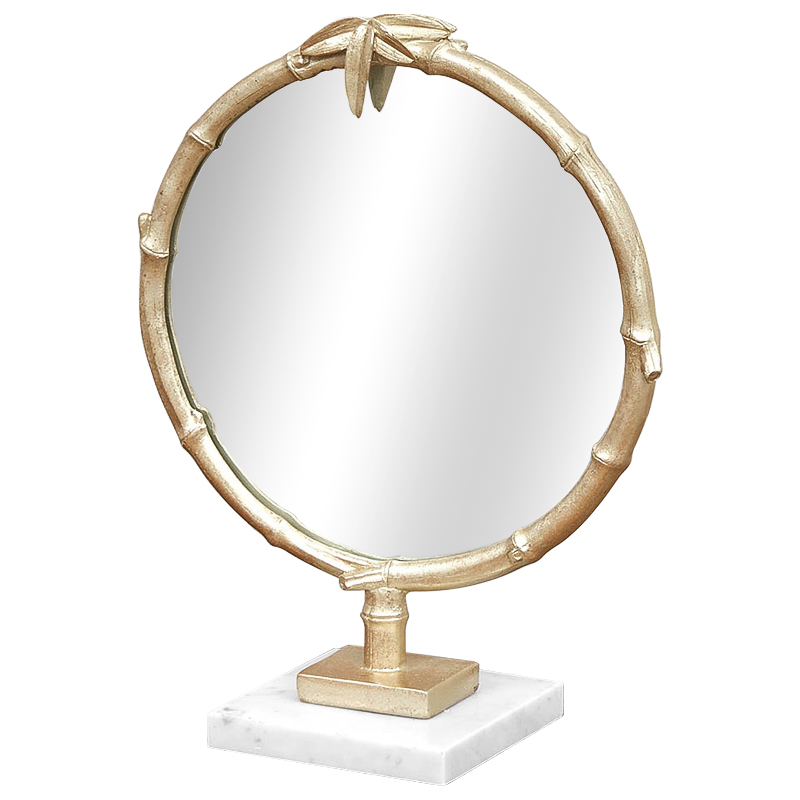 Зеркало настольное Bamboo Gold Marble Mirror Золотой Белый Зеркало Зеркало настольное Bamboo Gold Marble Mirror Золотой Белый Зеркало в Орле | Loft Concept