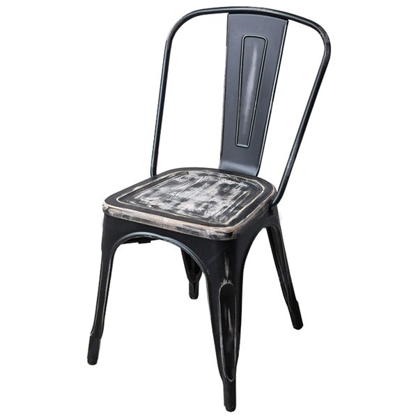 Кухонный стул Tolix Chair Vintage Wood Винтажный черный Кухонный стул Tolix Chair Vintage Wood Винтажный черный в Орле | Loft Concept