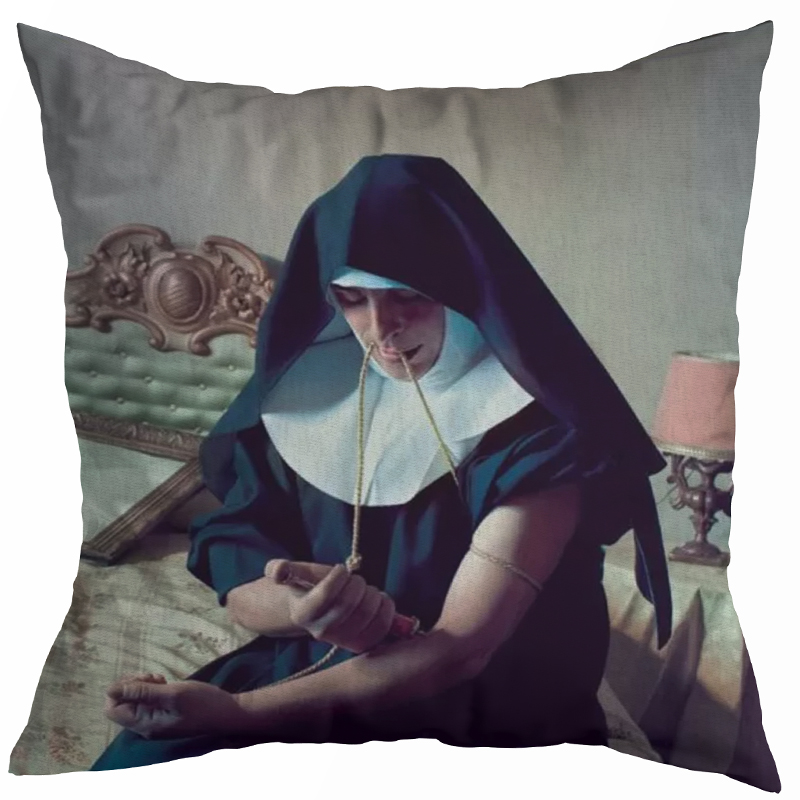 Декоративная подушка Seletti Cushion Nun Бежевый Коричневый Черный Зеленый шалфей Декоративная подушка Seletti Cushion Nun Бежевый Коричневый Черный Зеленый шалфей в Орле | Loft Concept