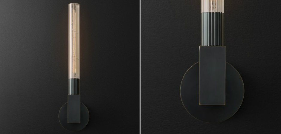 Бра RH CANNELLE wall lamp SINGLE Sconces Black Бра RH CANNELLE wall lamp SINGLE Sconces Black - Loft-Concept в Орле