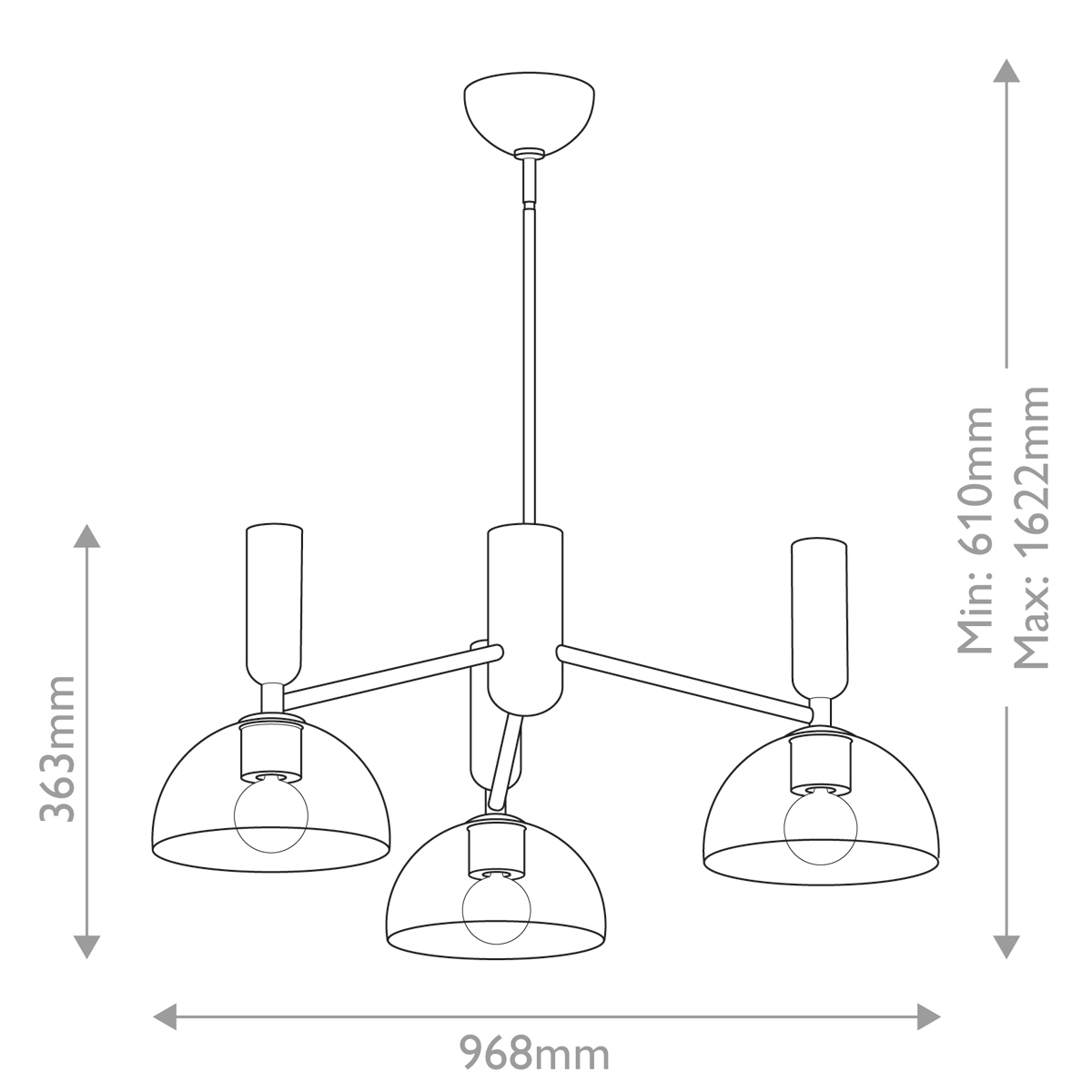 Люстра с 3-мя прозрачными полусферическими плафонами из стекла Alora Mood в Орле