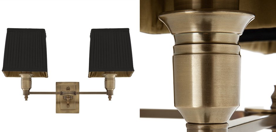 Бра Wall Lamp Lexington Double Brass+Black Бра Wall Lamp Lexington Double Brass+Black - Loft-Concept в Орле