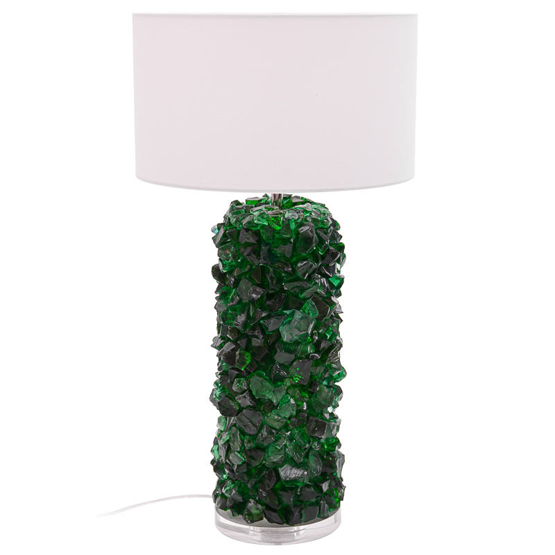 Настольная лампа Enide Green Table Lamp с абажуром Зеленый Белый Прозрачный в Орле | Loft Concept 