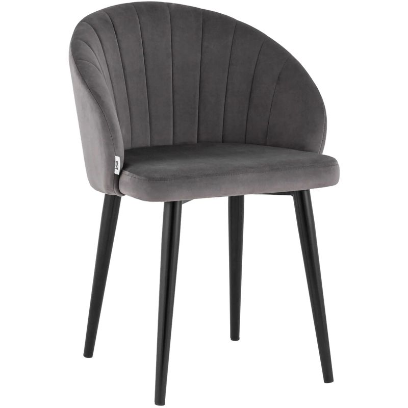 Стул Balsari Chair Серый Велюр Серый Черный Стул Balsari Chair Серый Велюр Серый Черный в Орле | Loft Concept