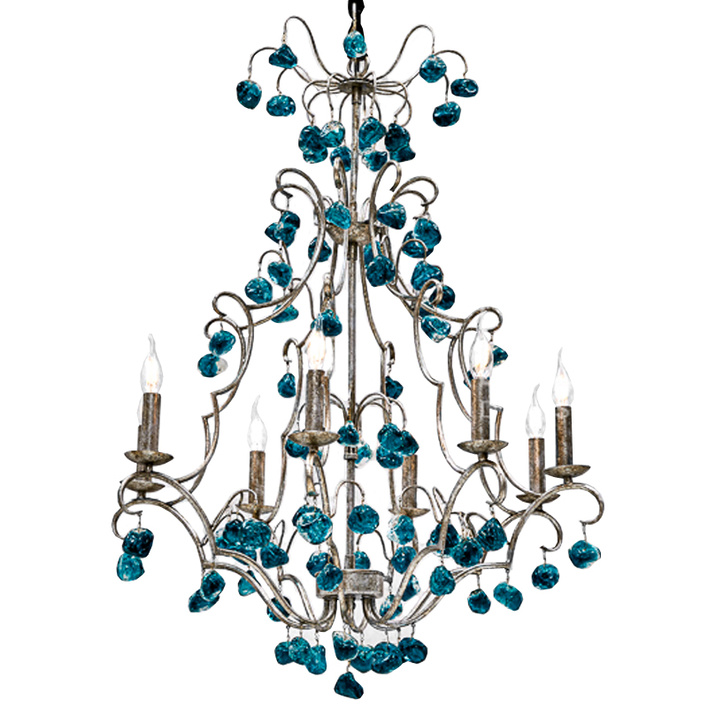Люстра Crystal Blue Cupertino Chandelier Бирюзовый Люстра Crystal Blue Cupertino Chandelier Бирюзовый в Орле | Loft Concept