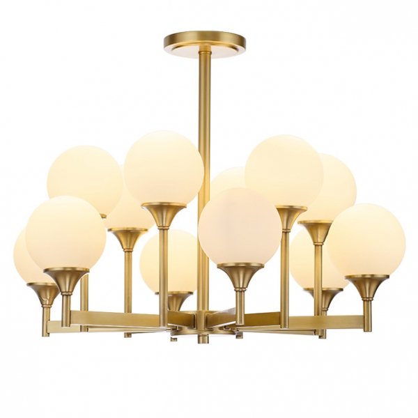 Люстра Ball Valley Chandelier 12 Белый Латунь Люстра Ball Valley Chandelier 12 Белый Латунь в Орле | Loft Concept