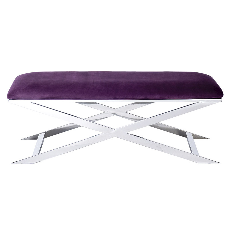 Банкетка Bench Velor Violet Хром Фиолетовый Банкетка Bench Velor Violet Хром Фиолетовый в Орле | Loft Concept