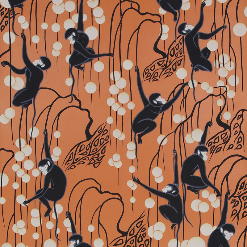 Обои ручная роспись Deco Monkeys Terracotta on dyed paper Обои ручная роспись Deco Monkeys Terracotta on dyed paper в Орле | Loft Concept