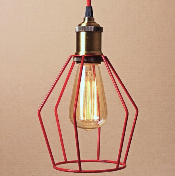 Подвесной светильник Wire Cage Pendant Trew Red Красный Подвесной светильник Wire Cage Pendant Trew Red Красный в Орле | Loft Concept