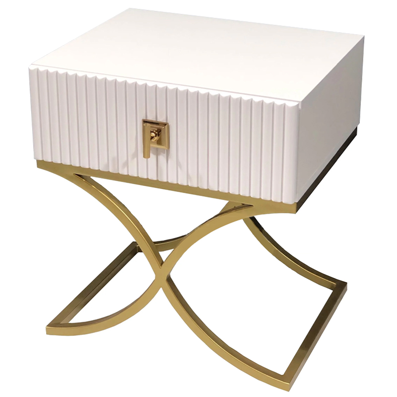 Тумба Catrin Nightstand Белый Золотой Тумба Catrin Nightstand Белый Золотой в Орле | Loft Concept