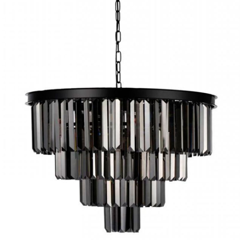 Круглая Люстра RH 1920s Odeon Black iron Four Layers Серое Стекло диаметр 60 см Черный Серый Круглая Люстра RH 1920s Odeon Black iron Four Layers Серое Стекло диаметр 60 см Черный Серый в Орле | Loft Concept