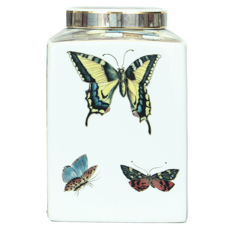 Ваза с крышкой Ceramic Flowers and Butterflies Small Vase Мульти Белый Ваза с крышкой Ceramic Flowers and Butterflies Small Vase Мульти Белый в Орле | Loft Concept
