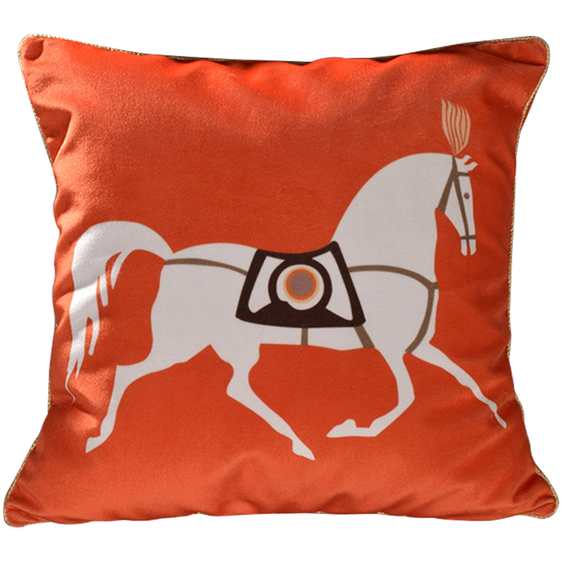 Декоративная подушка Hermes Horse 79 Оранжевый Белый Коричневый Декоративная подушка Hermes Horse 79 Оранжевый Белый Коричневый в Орле | Loft Concept