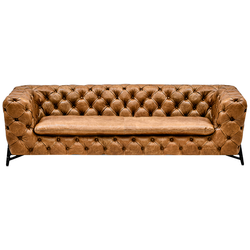 Диван Hendrica Capitone Sofa Карамель Черный Диван Hendrica Capitone Sofa Карамель Черный в Орле | Loft Concept