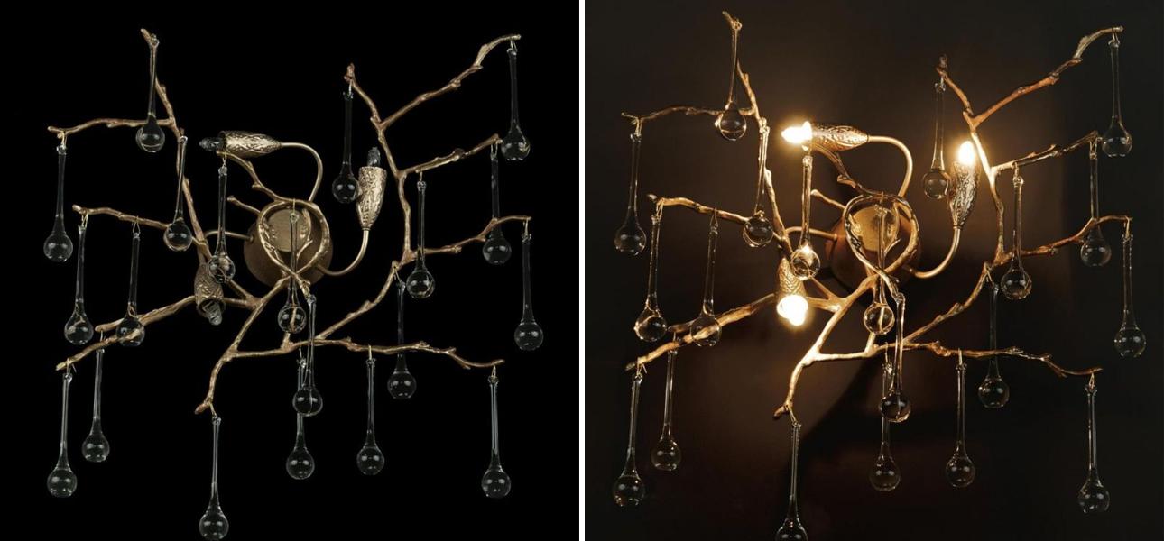 Бра Crystal Drops Gold 3 лампы - фото №2