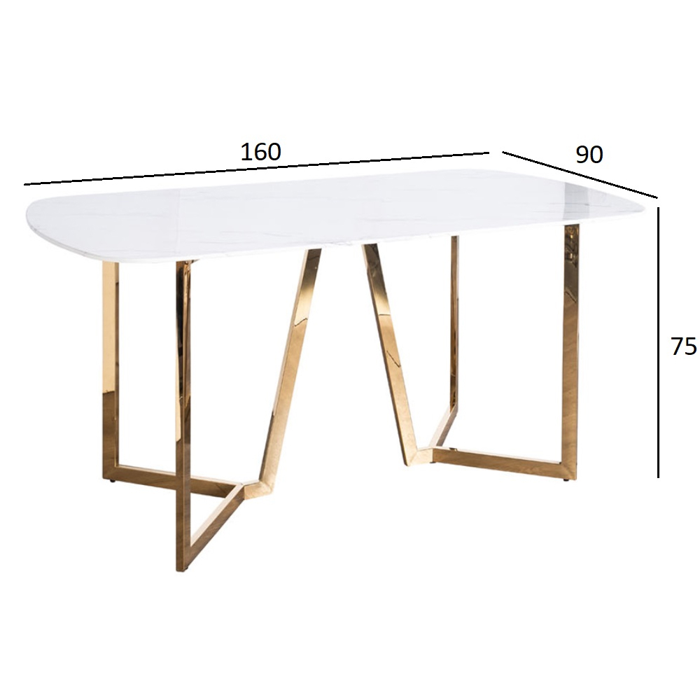 Стол обеденный белый с золотыми глянцевыми ножками Laconic White Table Стол обеденный белый с золотыми глянцевыми ножками Laconic White Table в Орле