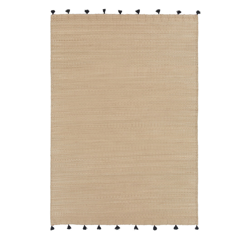 Ковер с помпонами Wicker Carpet Бежевый Черный Ковер с помпонами Wicker Carpet Бежевый Черный в Орле | Loft Concept