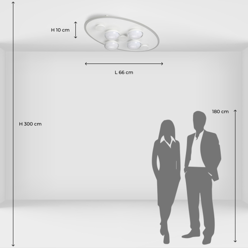 Потолочный светильник овальной формы белого цвета с 7-ю лампами Lunar Pebbles в Орле