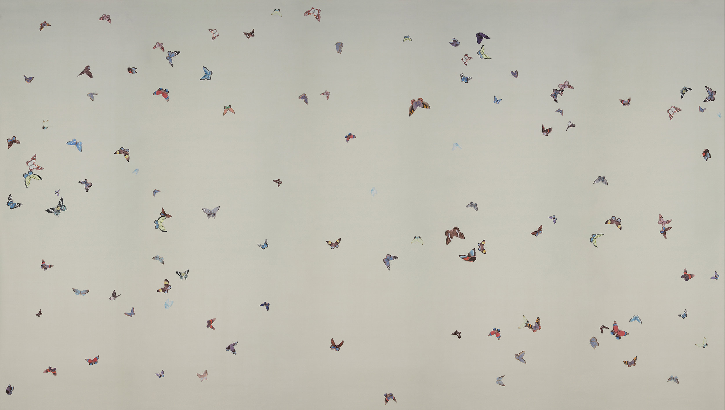 Обои ручная роспись Butterflies Icarus on Rose Shadow metallic silk Обои ручная роспись Butterflies Icarus on Rose Shadow metallic silk - постер Loft-Concept в Орле