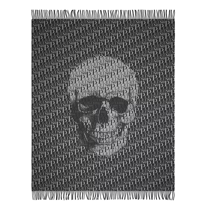 Плед Philipp Plein Plaid Cashmere Plein Черный Серый Плед Philipp Plein Plaid Cashmere Plein Черный Серый в Орле | Loft Concept