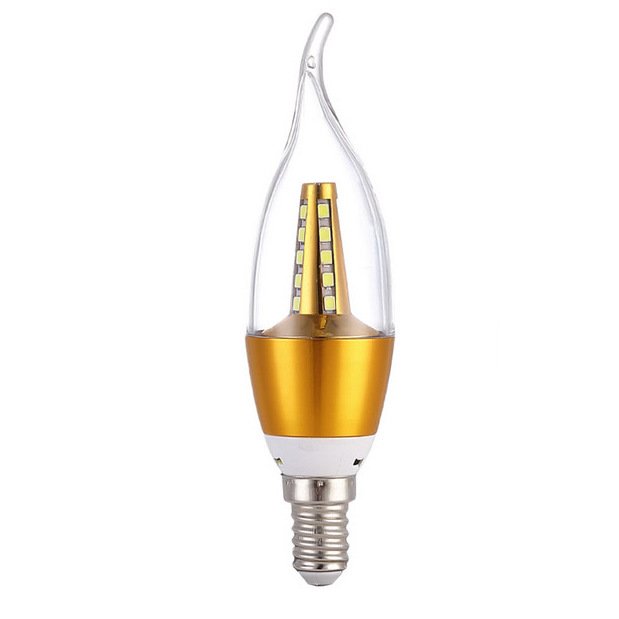 Прозрачная лампочка свеча LED E14 с позолотой Глянцевое золото Прозрачная лампочка свеча LED E14 с позолотой Глянцевое золото в Орле | Loft Concept