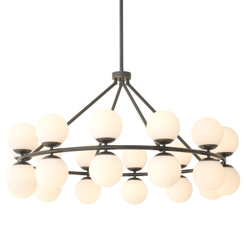 Люстра Eichholtz Chandelier Hutchinson Bronze Темная бронза Белое матовое стекло Люстра Eichholtz Chandelier Hutchinson Bronze Темная бронза Белое матовое стекло в Орле | Loft Concept