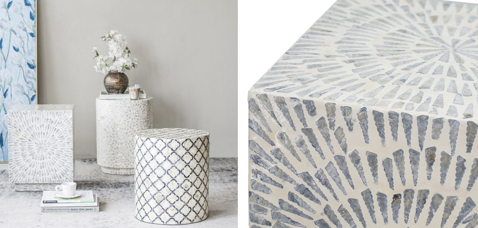 Приставной Стол Bone Inlay из раковин устриц Приставной Стол Bone Inlay из раковин устриц - Loft-Concept в Орле