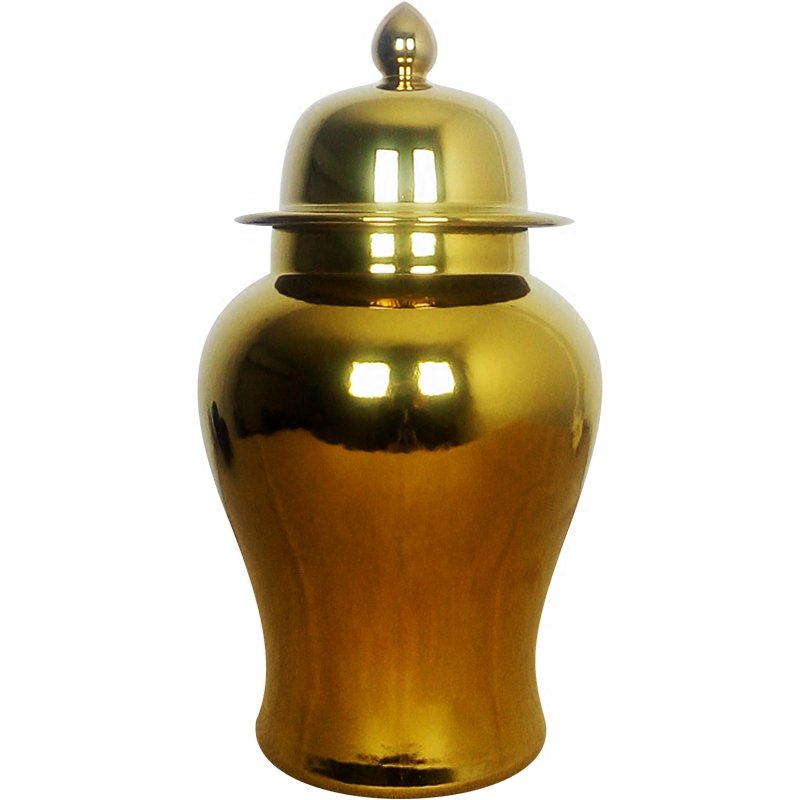 Ваза Gold Ceramic Chinese Jars with Lids Золотой Ваза Gold Ceramic Chinese Jars with Lids Золотой в Орле | Loft Concept