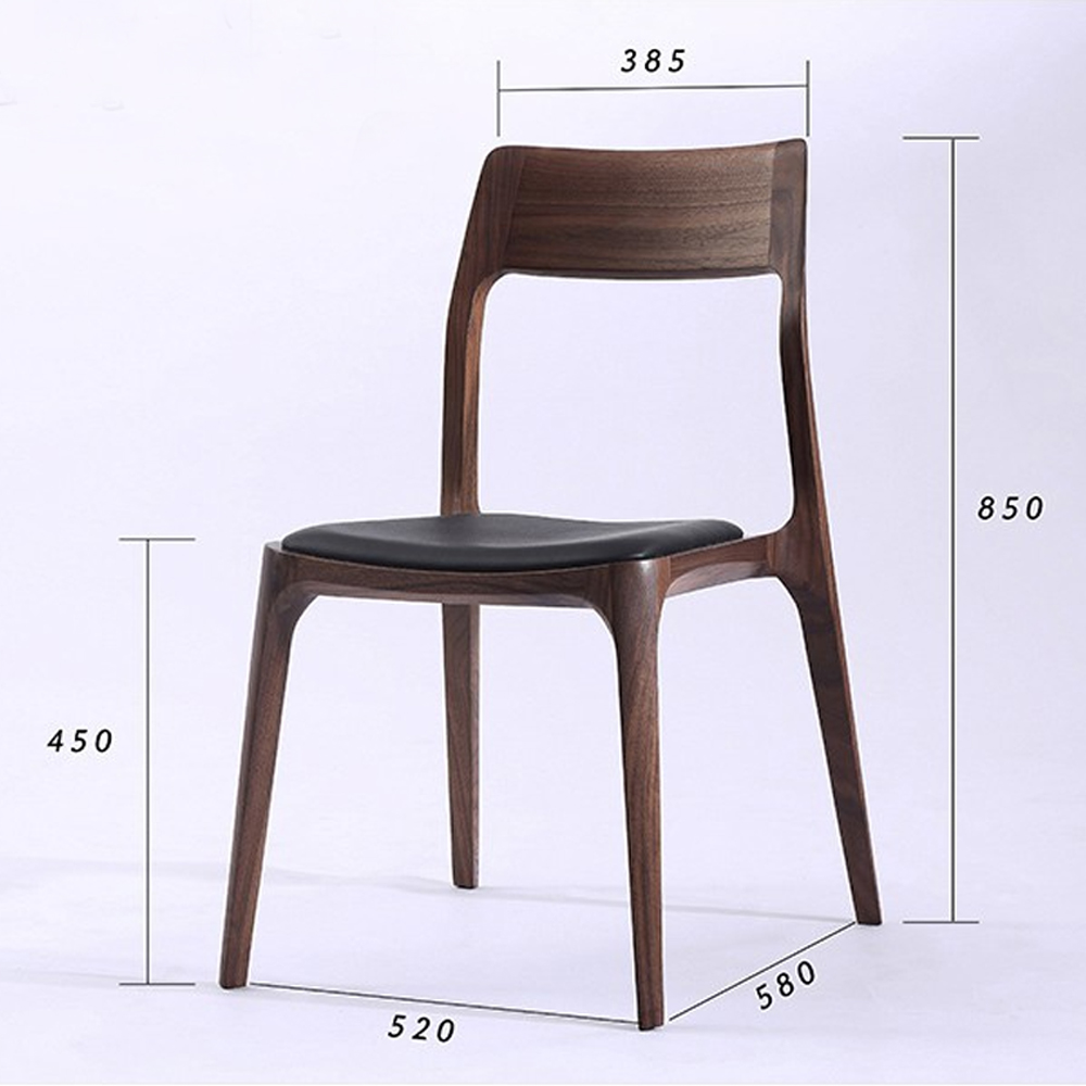 Стул деревянный с мягким сиденьем из черной натуральной кожи Moon Walnut Furniture Стул деревянный с мягким сиденьем из черной натуральной кожи Moon Walnut Furniture в Орле
