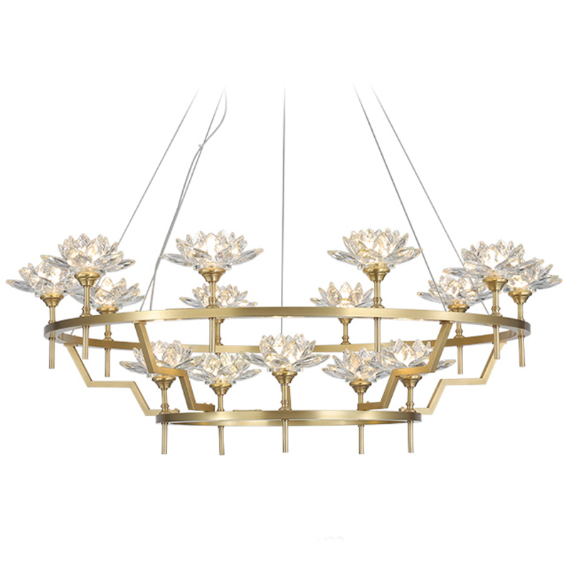 Большая Люстра Хрустальные Цветы Лотоса Lotus flower Clear Glass lamp 15 Латунь Прозрачное Стекло Большая Люстра Хрустальные Цветы Лотоса Lotus flower Clear Glass lamp 15 Латунь Прозрачное Стекло в Орле | Loft Concept