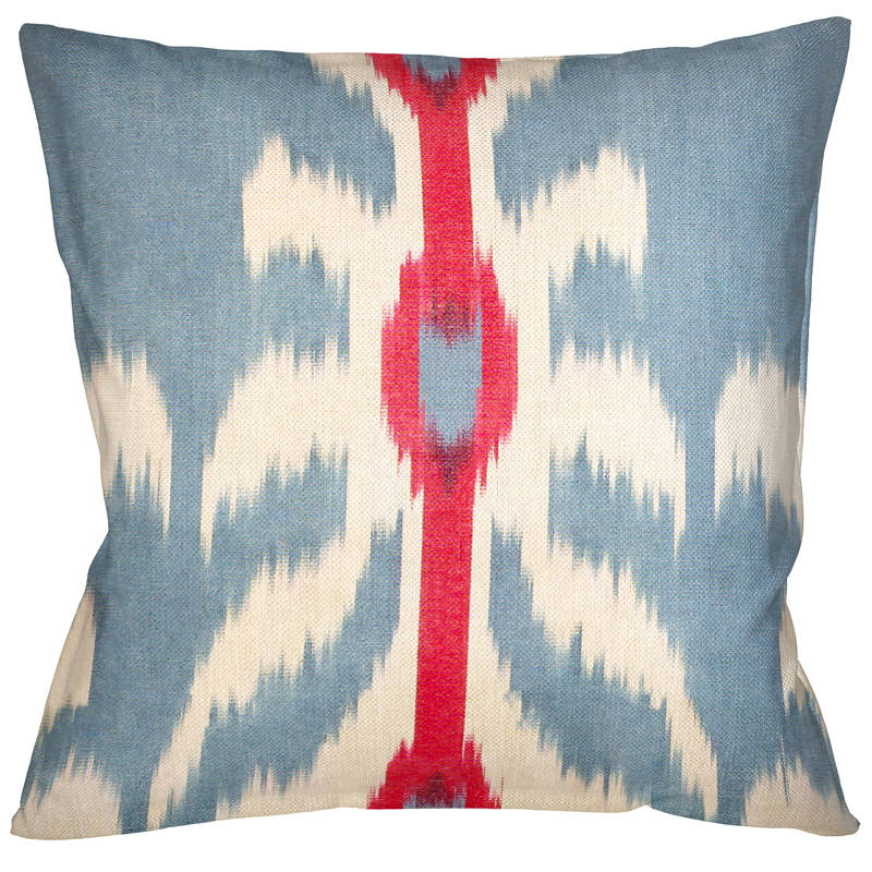 Декоративная подушка Ikat Pattern Голубая с красной линией Мульти в Орле | Loft Concept 