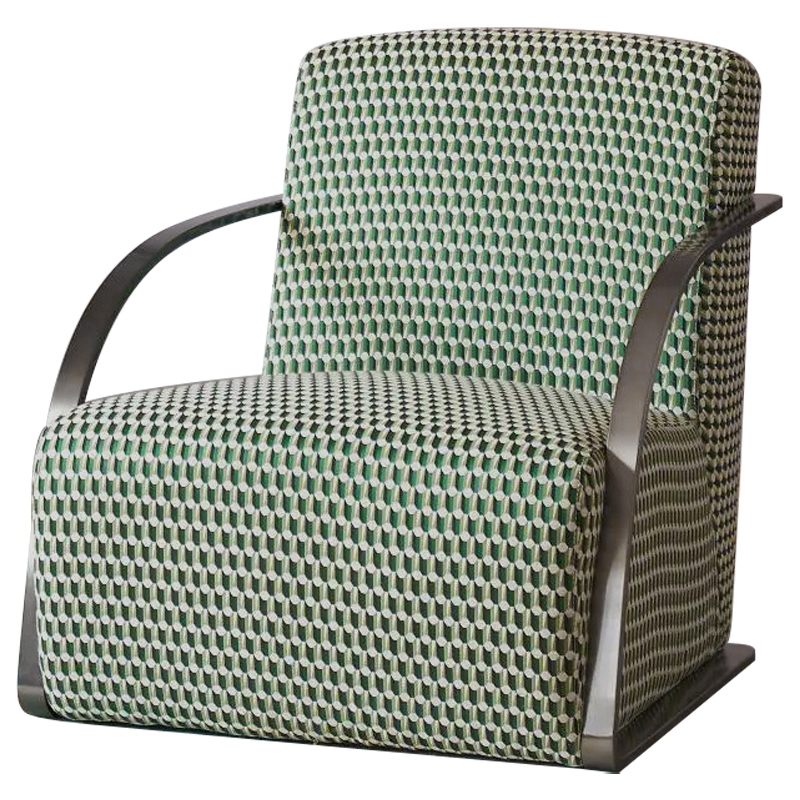 Кресло Esme Green Pattern Armchair Зеленый Темный хром Кресло Esme Green Pattern Armchair Зеленый Темный хром в Орле | Loft Concept
