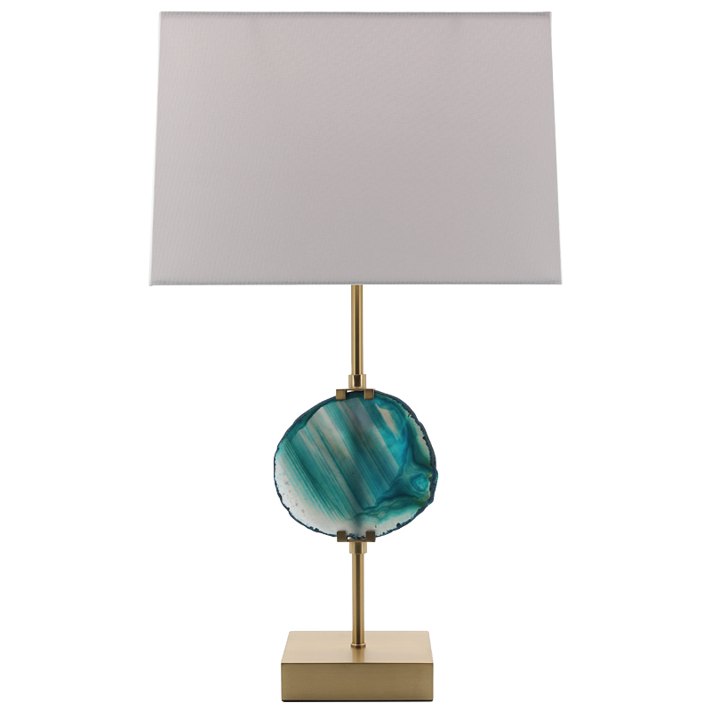 Настольная лампа Blue Agate Design Table Lamp Латунь Синий Бирюзовый Белый в Орле | Loft Concept 