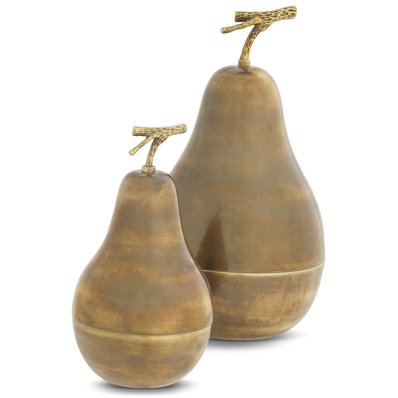 Комплект шкатулок Eichholtz Box Pear Set of 2 brass Винтажная латунь Комплект шкатулок Eichholtz Box Pear Set of 2 brass Винтажная латунь в Орле | Loft Concept