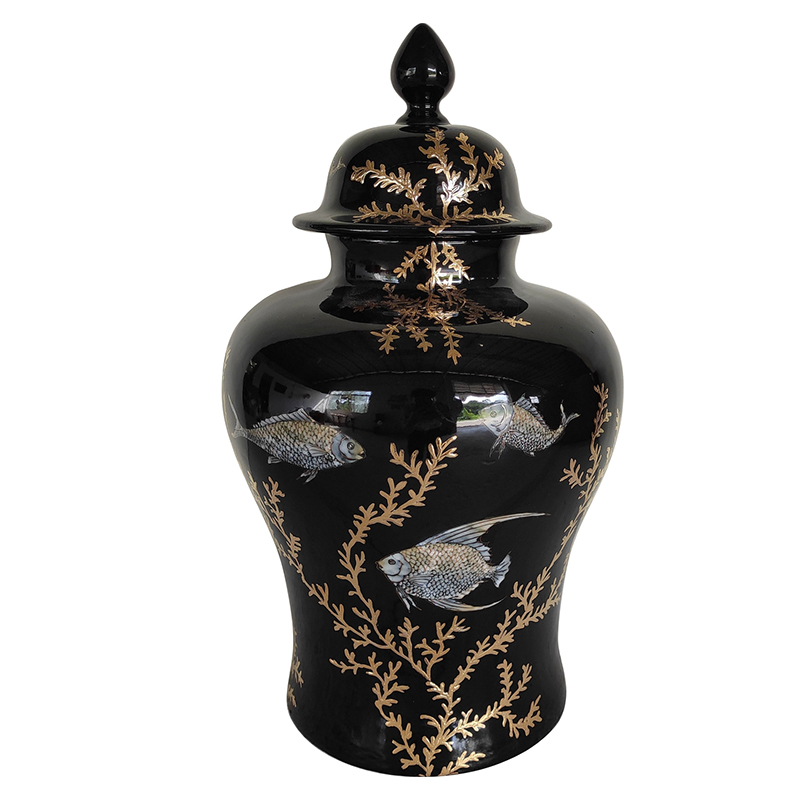 Ваза Vase Algae Fish Черный Золотой Ваза Vase Algae Fish Черный Золотой в Орле | Loft Concept