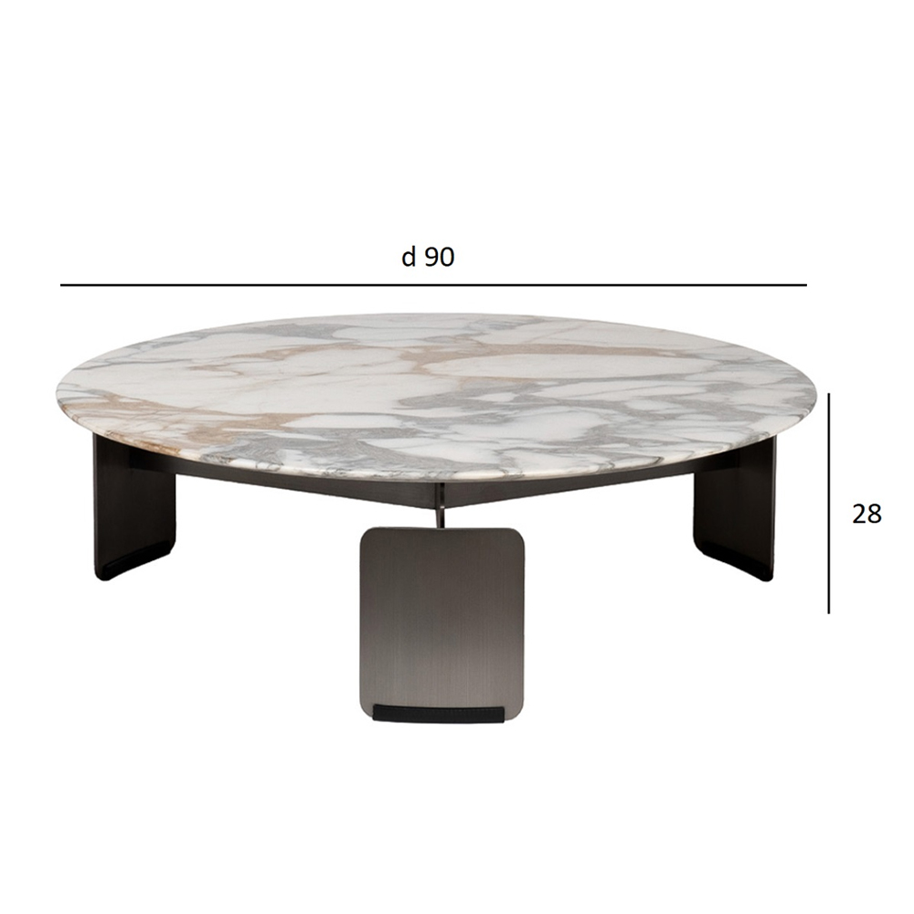 Столик журнальный с круглой мраморной столешницей на трех опорах Marble Stone Drawing в Орле