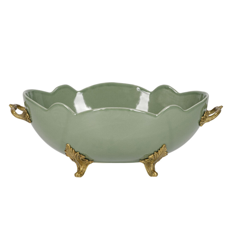 Чаша зеленого цвета из фарфора с волнообразным краем Eden Garden porcelain and bronze Зеленый Бронза Чаша зеленого цвета из фарфора с волнообразным краем Eden Garden porcelain and bronze Зеленый Бронза в Орле | Loft Concept