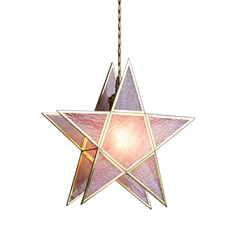 Подвесной светильник Star Pink Glass Hanging Light Розовый Латунь Подвесной светильник Star Pink Glass Hanging Light Розовый Латунь в Орле | Loft Concept