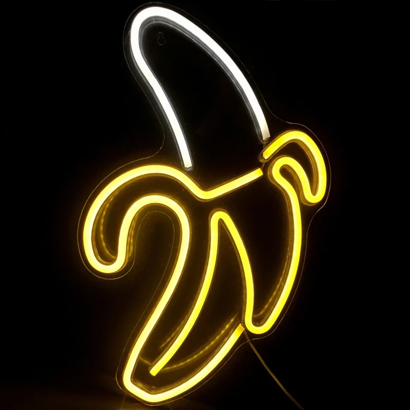Неоновая настенная лампа Banana Neon Wall Lamp Прозрачный Белый Желтый Неоновая настенная лампа Banana Neon Wall Lamp Прозрачный Белый Желтый в Орле | Loft Concept