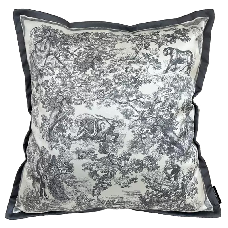 Декоративная подушка стиль Dior Toile de Jouy Fauna Pillow Серый Черный Декоративная подушка стиль Dior Toile de Jouy Fauna Pillow Серый Черный в Орле | Loft Concept