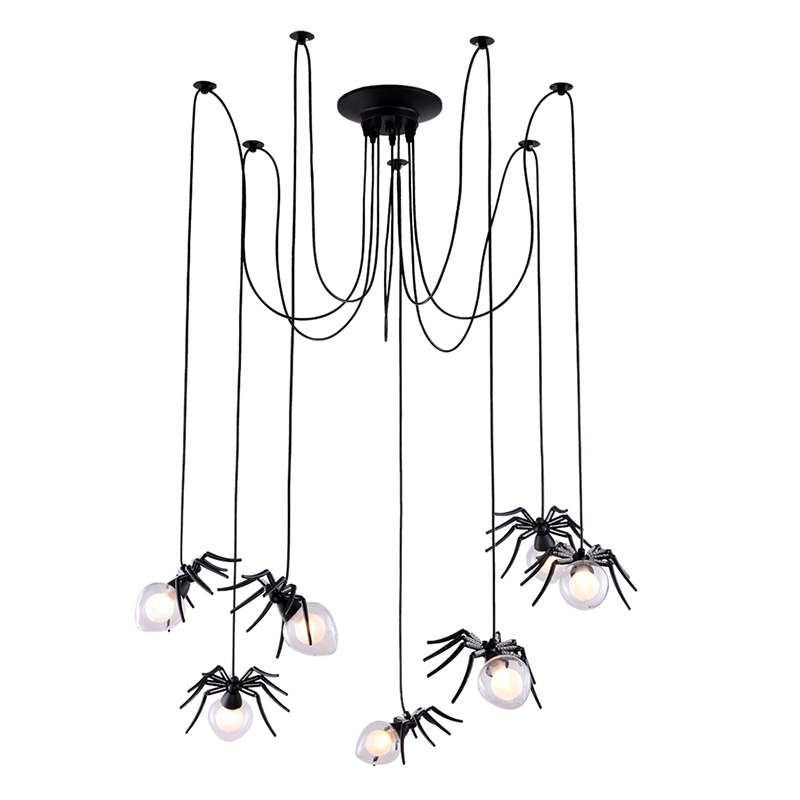 Люстра черная Паук Spiders lamp 7 Черный Прозрачный Люстра черная Паук Spiders lamp 7 Черный Прозрачный в Орле | Loft Concept